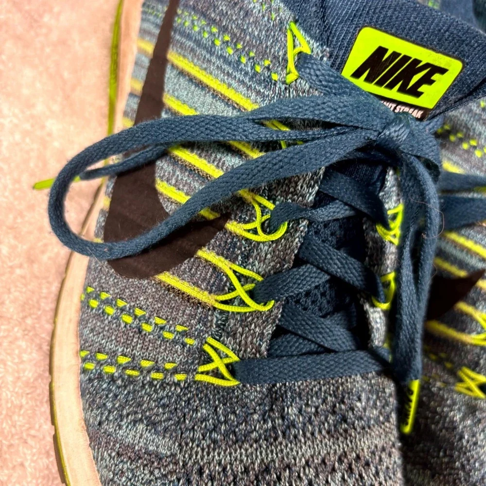 Nike Zoom Flyknit Streak 835994-400 Mens US 9.5 Shoes Blue‎ Black Green Sneakers